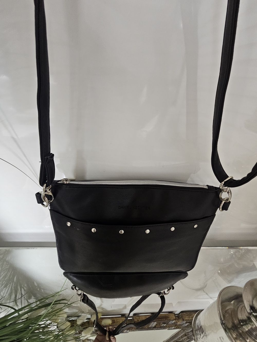 Daniel Hechter Black Crossbody with Silver Studs